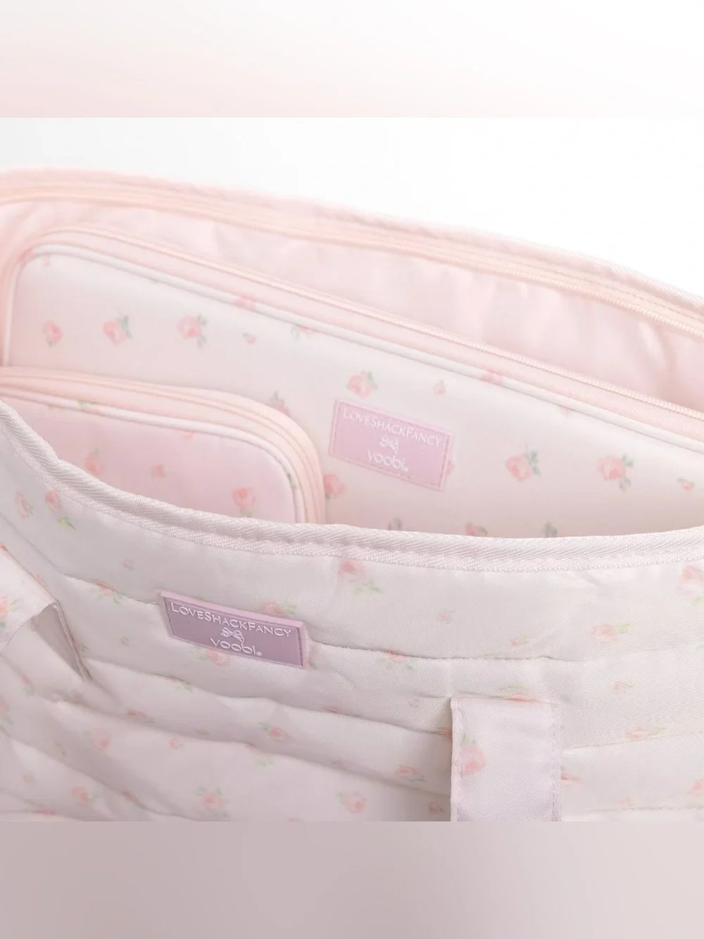 LoveShackFancy Target - Yoobi Blooming Heirloom Ditsy Quilted Tote Ballet Bloom